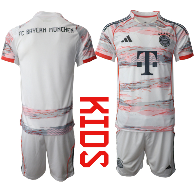 Youth 2025-2026 Club Bayern Munich away white Blank Soccer Jersey